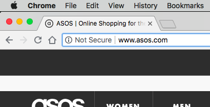 ASOS.com Not Secure Example