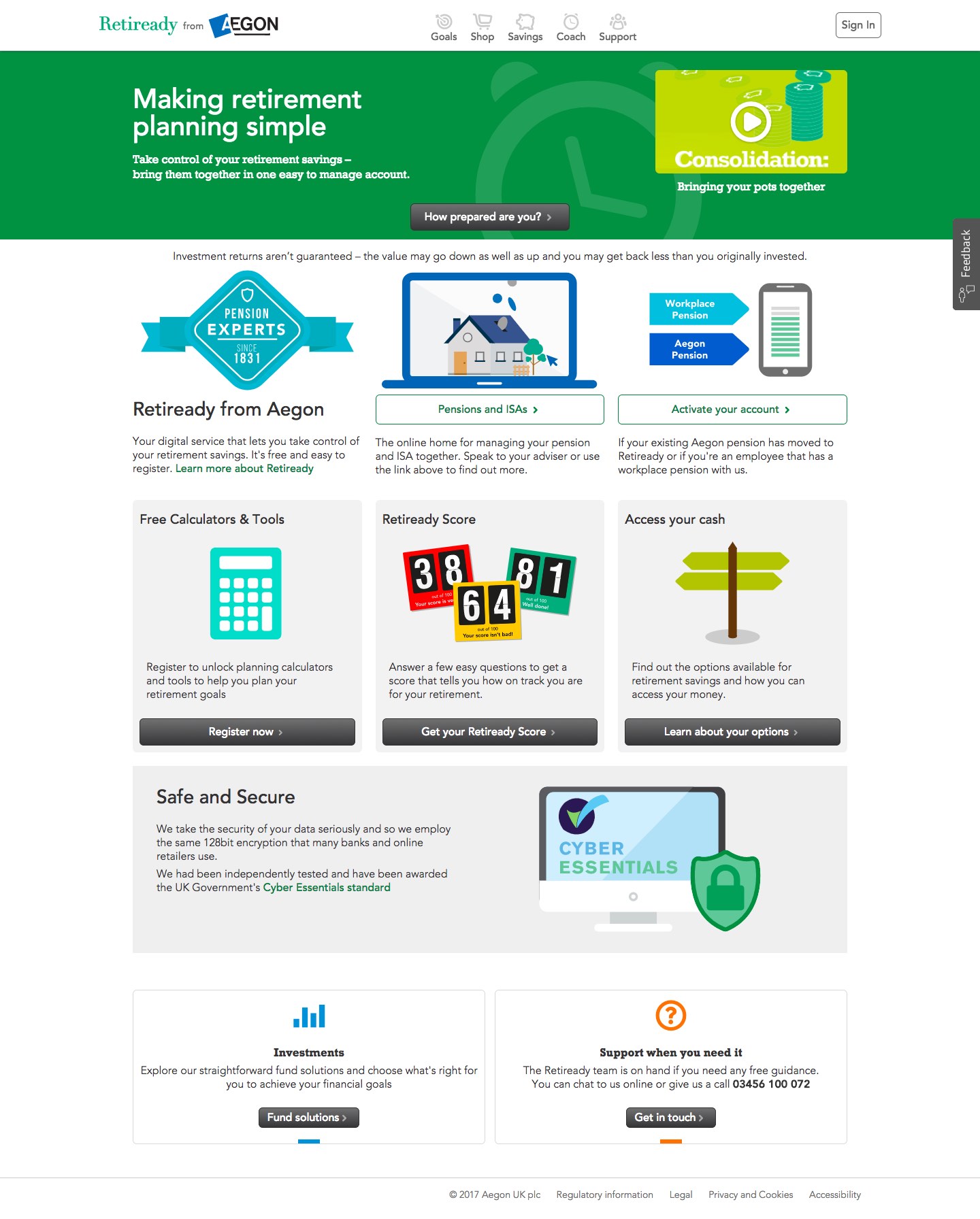 Aegon Retiready Website David Gracie Consulting Services